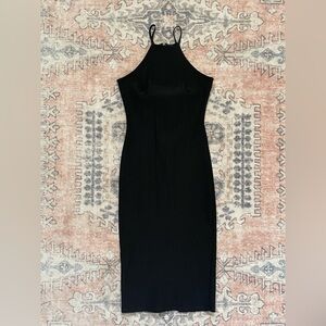 A’gaci Black Neutral Chic High Neck Bodycon Party Club Mini Dress Women’s Small